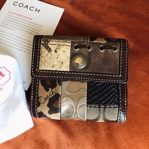 Coach Patchwork Y2K Compact Wallet, Leather / Animal Print / Suede